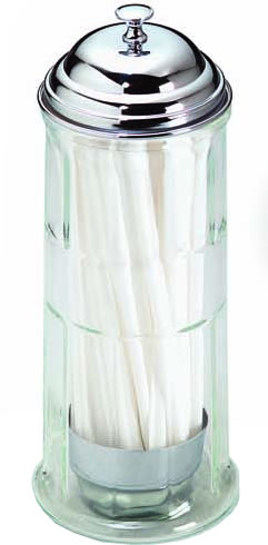 Straw Holder, Glass w/ Chrome Lid