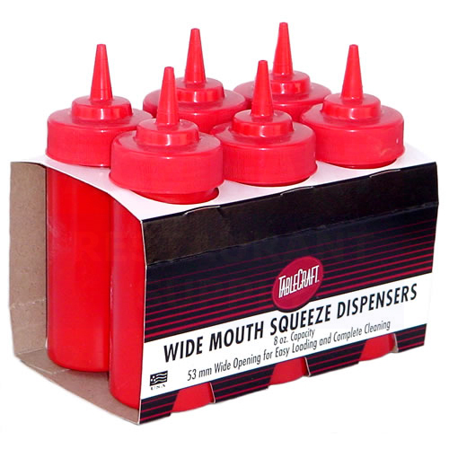Tablecraft Products Co. - 8 oz. Wide Mouth Ketchup Squeeze Dispensers