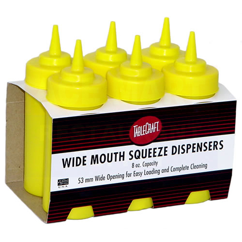 Tablecraft Products Co. - 8 oz. Wide Mouth Mustard Squeeze Dispensers