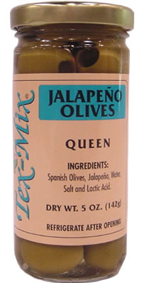 Del Pueblo Foods USA - Cocktail Olive, Queen, Jalapeno Stuffed, 8 oz