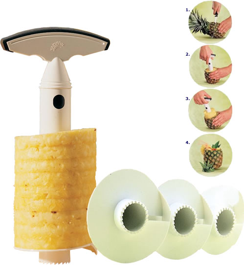 VacuVin - Slicer, Pineapple, w/3 Blades