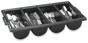 Cutlery Box, 4 Compartment, Black