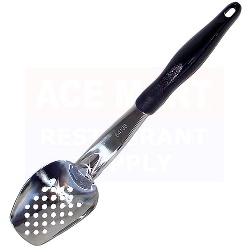 Heavy Duty Perforated 3 Sided Spoon with Black Handle