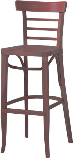 Deep Red Finish Ladderback Wood Bar Stool