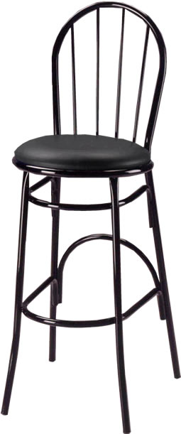 Parlor Fan Back Bar Stool with Black Seat Pad
