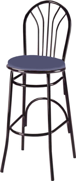 Parlor Spoke Back Bar Stool with Navy Seat Pad