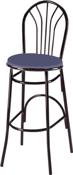 Waymar Industries - Parlor Spoke Back Bar Stool with Navy Seat Pad