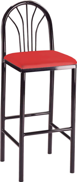 Black Spoke Back Bar Stool with Red Seat Pad