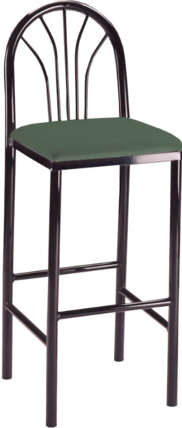 Black Spoke Back Bar Stool with Green Seat Pad