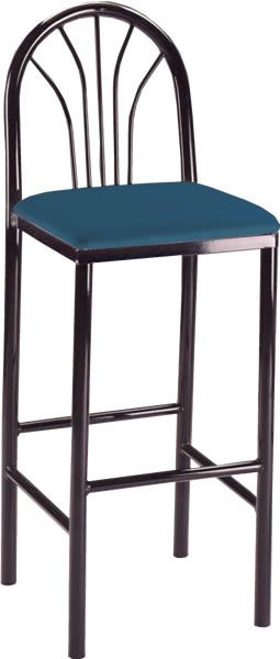 Black Spoke Back Bar Stool with Blue Seat Pad