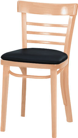 Chair, Ladderback, Black Seat Pad, Natural Finish