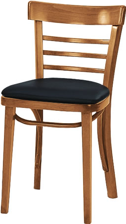 Waymar Industries - Chair, Ladderback, Black Seat Pad, Medium Brown Finish