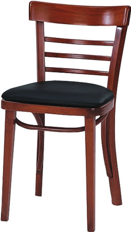 Chair, Ladderback, Black Seat Pad, Deep Red Finish