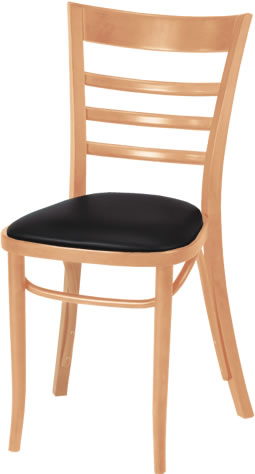 Chair, Ladderback, Black Seat Pad, Natural Finish