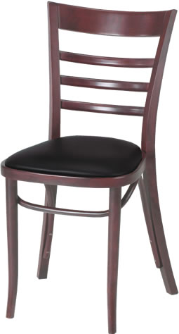Waymar Industries - Chair, Ladderback, Black Seat Pad, Deep Red Finish