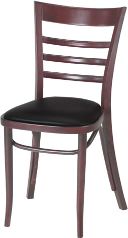 Chair, Ladderback, Black Seat Pad, Deep Red Finish