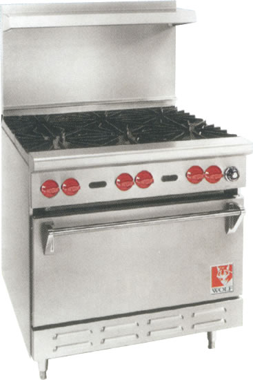 Restaurant Range, 6 Burner, 1 Oven, Nat Gas, 34