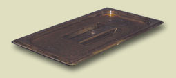 Food Pan Cover, Third Size, Solid, High Heat, Polysulfone, Amber
